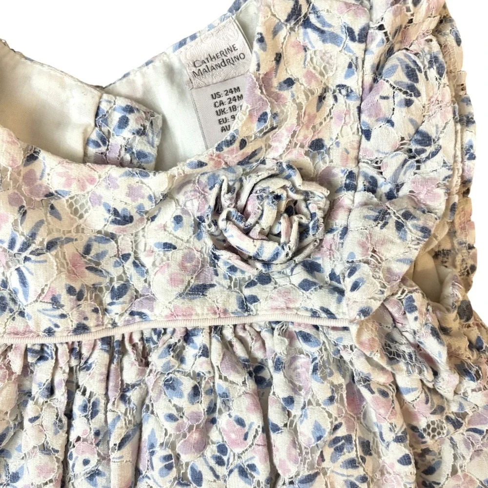 Catherine Malandrino Floral Lace‎ Dress Ruffle Sleeve Size 24m
